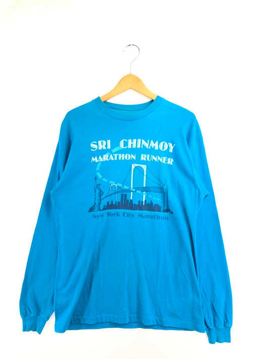 【中古品】【メンズ】 HANES ヘインズ 80's～90's SRI CHINMOY MARATHON RUNNER PRINT L/S TEE スリ・チンモイ マラソンランナープリント ロングスリーブ Tシャツ トップス 146-260505-rt-06-tag サイズ：M カラー：ブルー 万代Net店