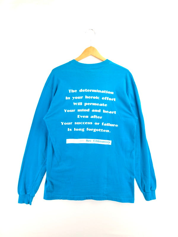 【中古品】【メンズ】 HANES ヘインズ 80's～90's SRI CHINMOY MARATHON RUNNER PRINT L/S TEE スリ・チンモイ マラソンランナープリント ロングスリーブ Tシャツ トップス 146-260505-rt-06-tag サイズ：M カラー：ブルー 万代Net店