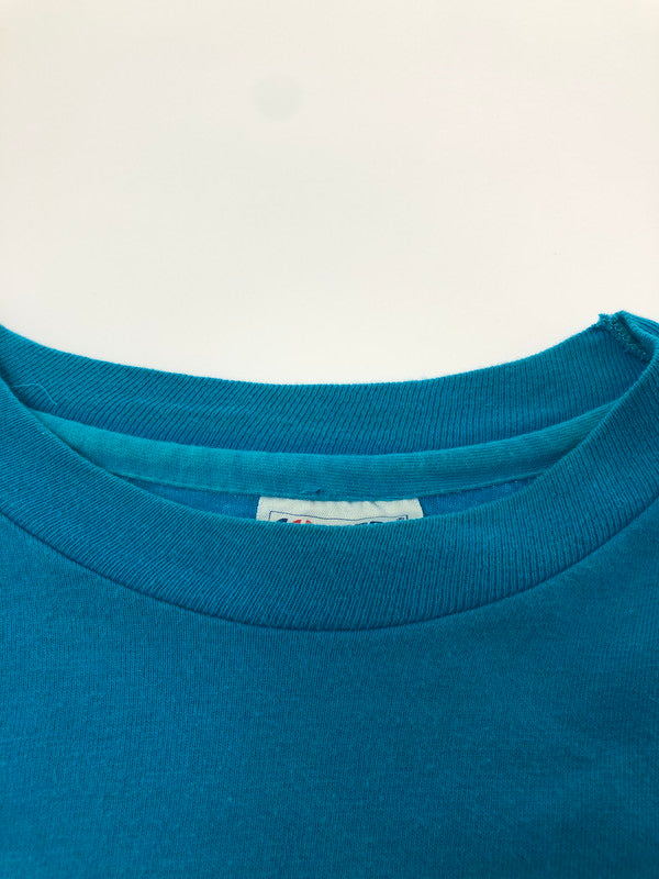 【中古品】【メンズ】 HANES ヘインズ 80's～90's SRI CHINMOY MARATHON RUNNER PRINT L/S TEE スリ・チンモイ マラソンランナープリント ロングスリーブ Tシャツ トップス 146-260505-rt-06-tag サイズ：M カラー：ブルー 万代Net店