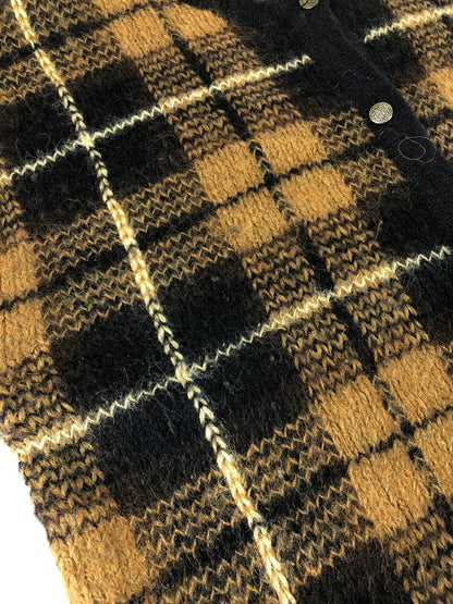 【現状渡し品】【メンズ】 CHELSEA CAMBELL チェルシーキャンベル CHECK PATTERN ACRYLIC MOHAIR CARDIGAN チェックパターン アクリルモヘア カーディガン 146-250912-hi-14-tag サイズ：L カラー：ブラウン系 万代Net店