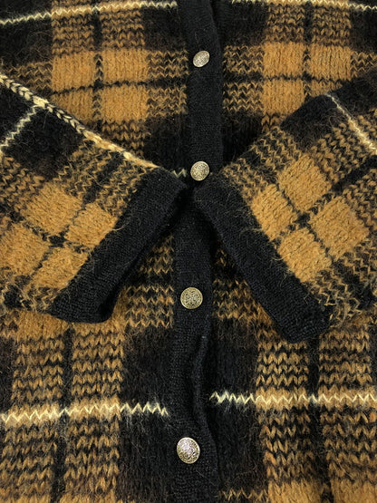 【現状渡し品】【メンズ】 CHELSEA CAMBELL チェルシーキャンベル CHECK PATTERN ACRYLIC MOHAIR CARDIGAN チェックパターン アクリルモヘア カーディガン 146-250912-hi-14-tag サイズ：L カラー：ブラウン系 万代Net店