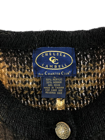 【現状渡し品】【メンズ】 CHELSEA CAMBELL チェルシーキャンベル CHECK PATTERN ACRYLIC MOHAIR CARDIGAN チェックパターン アクリルモヘア カーディガン 146-250912-hi-14-tag サイズ：L カラー：ブラウン系 万代Net店
