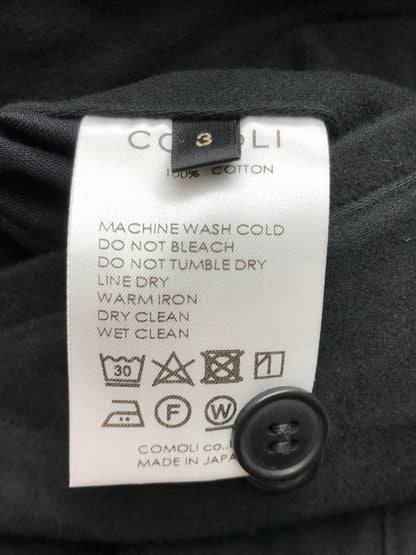 【中古品】【メンズ】 COMOLI コモリ MOLESKIN 2 TUCK PANTS BLACK A03-03037 モールスキン ツータック パンツ ブラック ボトムス 151-250922-rt-03-tag サイズ：3 カラー：ブラック 万代Net店