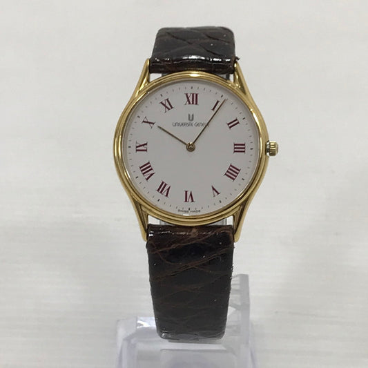 【現状渡し品】【メンズ】 UNIVERSAL GENEVE ユニバーサルジュネーブ 18K 金メッキ クォーツ 腕時計 197-251206-na-10-tag カラー：ブラウン 万代Net店