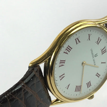 【現状渡し品】【メンズ】 UNIVERSAL GENEVE ユニバーサルジュネーブ 18K 金メッキ クォーツ 腕時計 197-251206-na-10-tag カラー：ブラウン 万代Net店
