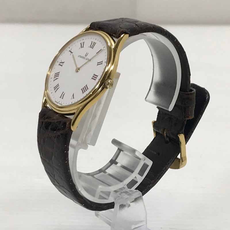 【現状渡し品】【メンズ】 UNIVERSAL GENEVE ユニバーサルジュネーブ 18K 金メッキ クォーツ 腕時計 197-251206-na-10-tag カラー：ブラウン 万代Net店