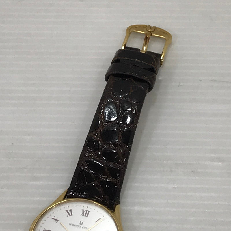 【現状渡し品】【メンズ】 UNIVERSAL GENEVE ユニバーサルジュネーブ 18K 金メッキ クォーツ 腕時計 197-251206-na-10-tag カラー：ブラウン 万代Net店