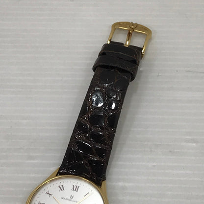 【現状渡し品】【メンズ】 UNIVERSAL GENEVE ユニバーサルジュネーブ 18K 金メッキ クォーツ 腕時計 197-251206-na-10-tag カラー：ブラウン 万代Net店
