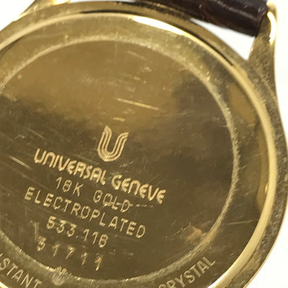 【現状渡し品】【メンズ】 UNIVERSAL GENEVE ユニバーサルジュネーブ 18K 金メッキ クォーツ 腕時計 197-251206-na-10-tag カラー：ブラウン 万代Net店