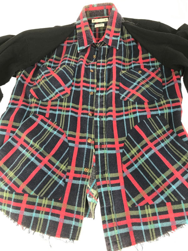 【中古品】【メンズ】 MINEDENIM マインデニム × OLDPARK オールドパーク REBUILD LAYERED SHIRTS MND-20AWOP002-98-022 リビルド レイヤード シャツ 長袖シャツ 140-251004-na-07-tag サイズ：2 カラー：マルチカラー 万代Net店
