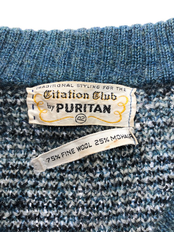 【現状渡し品】【メンズ】 PURITAN ピューリタン 60'S V NECK KNIT SWEATHER 60年代 Vネック ニット セーター 146-250920-na-17-tag サイズ：42 カラー：ブルー系 万代Net店