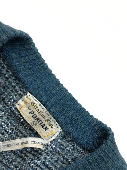 【現状渡し品】【メンズ】 PURITAN ピューリタン 60'S V NECK KNIT SWEATHER 60年代 Vネック ニット セーター 146-250920-na-17-tag サイズ：42 カラー：ブルー系 万代Net店