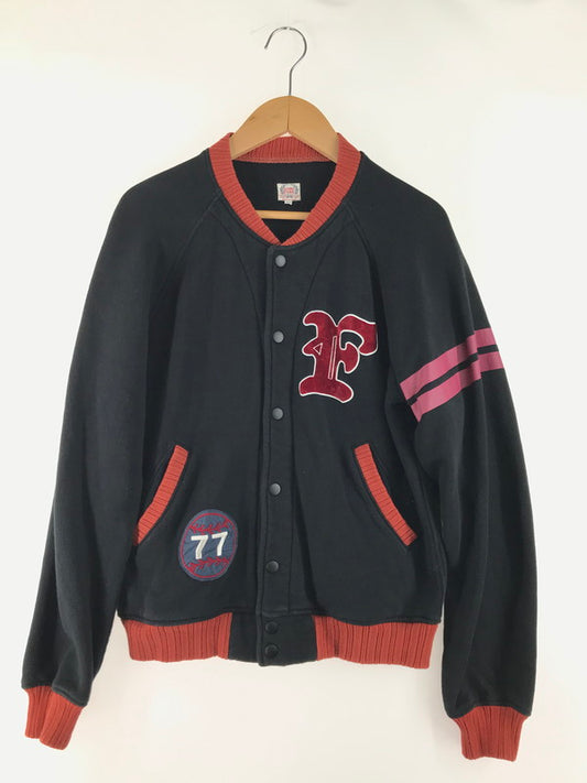 【中古品】THE FLAT HEAD ザフラットヘッド GLORYPARK SWEAT STADIUM JACKET グローリーパーク スウェット スタジアムジャケット 145-250918-rt-17-tag サイズ：38 カラー：ブラック 万代Net店