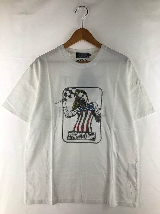 【中古美品】【メンズ】 HYSTERIC GLAMOUR ヒステリックグラマー × 野口強 ノグチ ツヨシ CHECKER FLAG TEE 02233CT12400 チェッカーフラッグTシャツ 半袖Tシャツ トップス 140-250925-rt-03-tag カラー：ホワイト 万代Net店
