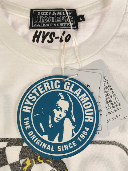 【中古美品】【メンズ】 HYSTERIC GLAMOUR ヒステリックグラマー × 野口強 ノグチ ツヨシ CHECKER FLAG TEE 02233CT12400 チェッカーフラッグTシャツ 半袖Tシャツ トップス 140-250925-rt-03-tag カラー：ホワイト 万代Net店