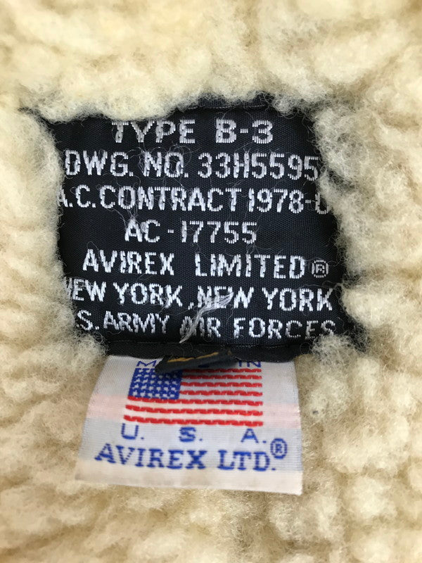 【現状渡し品】【メンズ】 AVIREX アヴィレックス B-3 MOUTON FLIGHT JACKET 33H5595 ムートン フライト ジャケット アウター 146-251005-rt-09-tag サイズ：42 カラー：ブラウン 万代Net店