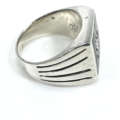 【中古品】【メンズ】 SAAD サード NX-DIA AG925 K18 SUN SYMBOL SIGNET RING サンシンボル シグネット リング 指輪 アクセサリー 191-250930-na-01-tag サイズ：17号 カラー：シルバー 万代Net店