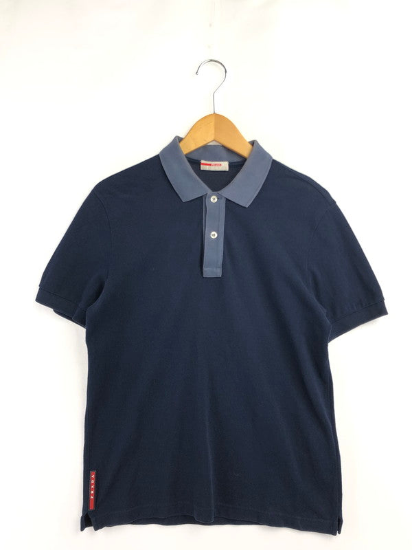 【現状渡し品】【メンズ】 PRADA SPORT プラダ スポーツ HALF ZIP COTTON POLO SHIRT 0000ET-C2196-00009 ハーフ ジップ コットン ポロシャツ トップス 141-260605-rt-02-tagh サイズ：M カラー：ネイビー 万代Net店