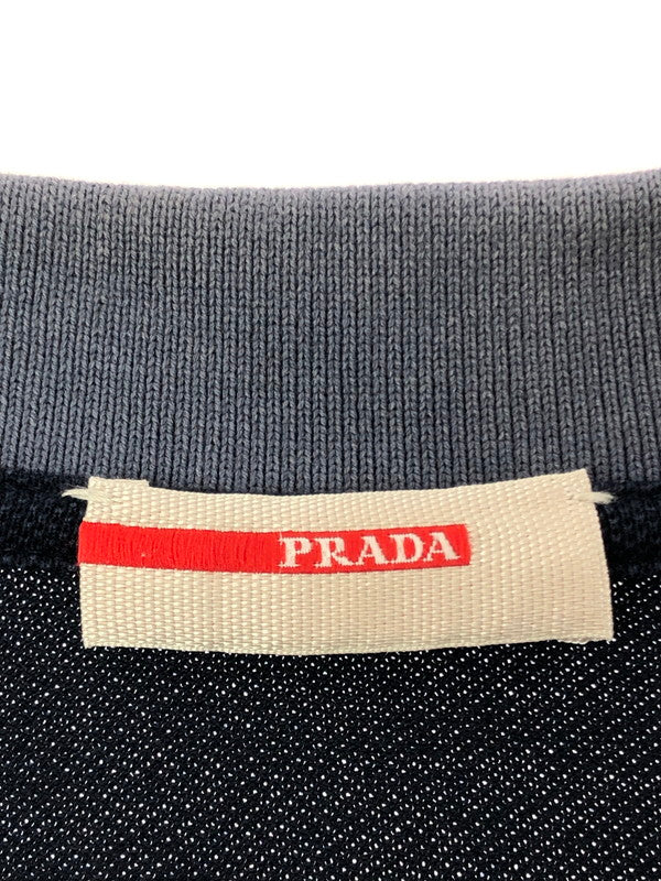 【現状渡し品】【メンズ】 PRADA SPORT プラダ スポーツ HALF ZIP COTTON POLO SHIRT 0000ET-C2196-00009 ハーフ ジップ コットン ポロシャツ トップス 141-260605-rt-02-tagh サイズ：M カラー：ネイビー 万代Net店