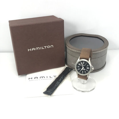 【中古品】【メンズ】 HAMILTON ハミルトン KHAKI KING H982114F カーキ キング デイトクォーツ 腕時計 197-251008-rt-09-tag カラー：シルバー/ブラック 万代Net店