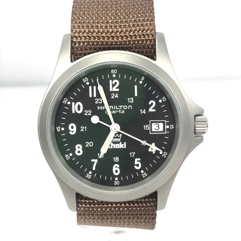 【中古品】【メンズ】 HAMILTON ハミルトン KHAKI KING H982114F カーキ キング デイトクォーツ 腕時計 197-251008-rt-09-tag カラー：シルバー/ブラック 万代Net店