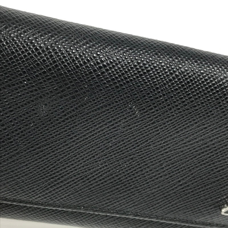 【中古品】【メンズ】 PRADA プラダ SAFFIANO LEATHER KEY CASE 2PG222 サフィーノ レザー トライアングル ロゴメタル キーケース 服飾雑貨 181-251007-na-08-tag カラー：ブラック 万代Net店