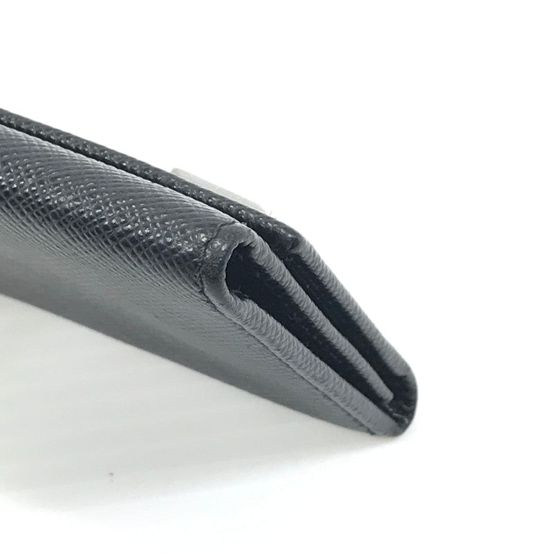 【中古品】【メンズ】 PRADA プラダ SAFFIANO LEATHER KEY CASE 2PG222 サフィーノ レザー トライアングル ロゴメタル キーケース 服飾雑貨 181-251007-na-08-tag カラー：ブラック 万代Net店