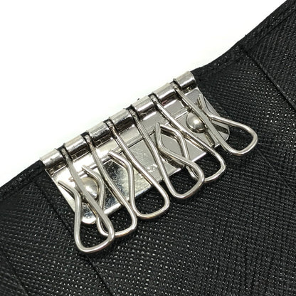 【中古品】【メンズ】 PRADA プラダ SAFFIANO LEATHER KEY CASE 2PG222 サフィーノ レザー トライアングル ロゴメタル キーケース 服飾雑貨 181-251007-na-08-tag カラー：ブラック 万代Net店