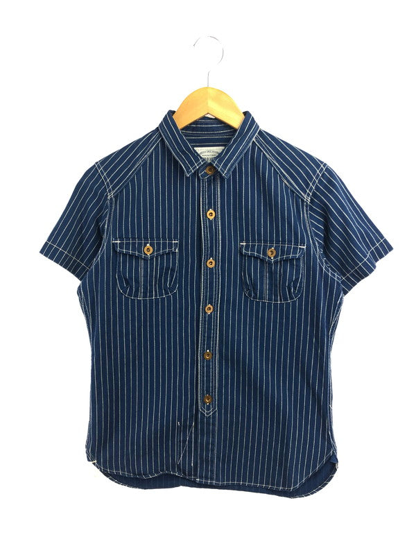 【中古品】【メンズ】 STUDIO D'ARTISAN ステュディオダルチザン WABASH STRIPE WORK SHIRT 5532 ウォバッシュ ストライプ ワークシャツ 半袖シャツ 145-260518-na-13-tagh サイズ：S カラー：インディゴ 万代Net店