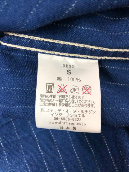 【中古品】【メンズ】 STUDIO D'ARTISAN ステュディオダルチザン WABASH STRIPE WORK SHIRT 5532 ウォバッシュ ストライプ ワークシャツ 半袖シャツ 145-260518-na-13-tagh サイズ：S カラー：インディゴ 万代Net店