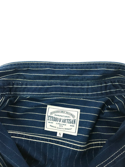 【中古品】【メンズ】 STUDIO D'ARTISAN ステュディオダルチザン WABASH STRIPE WORK SHIRT 5532 ウォバッシュ ストライプ ワークシャツ 半袖シャツ 145-260518-na-13-tagh サイズ：S カラー：インディゴ 万代Net店