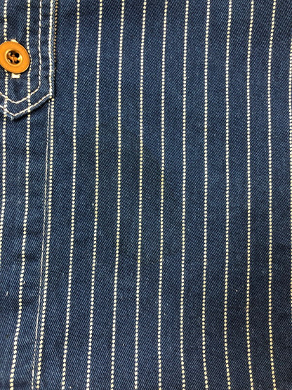 【中古品】【メンズ】 STUDIO D'ARTISAN ステュディオダルチザン WABASH STRIPE WORK SHIRT 5532 ウォバッシュ ストライプ ワークシャツ 半袖シャツ 145-260518-na-13-tagh サイズ：S カラー：インディゴ 万代Net店