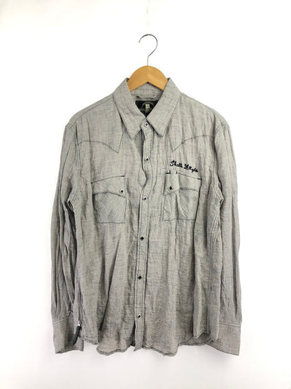 【中古品】【メンズ】 SKULL FLIGHT スカルフライト LINEN WESTERN SHIRT SFS22-005 リネン ウエスタンシャツ 長袖シャツ 145-260518-na-18-tagh サイズ：42 カラー：グレー 万代Net店