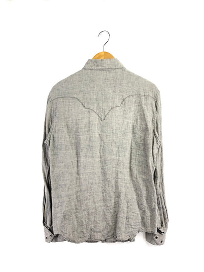 【中古品】【メンズ】 SKULL FLIGHT スカルフライト LINEN WESTERN SHIRT SFS22-005 リネン ウエスタンシャツ 長袖シャツ 145-260518-na-18-tagh サイズ：42 カラー：グレー 万代Net店