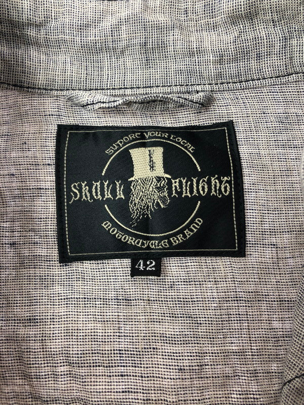 【中古品】【メンズ】 SKULL FLIGHT スカルフライト LINEN WESTERN SHIRT SFS22-005 リネン ウエスタンシャツ 長袖シャツ 145-260518-na-18-tagh サイズ：42 カラー：グレー 万代Net店