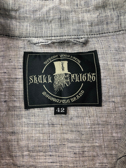 【中古品】【メンズ】 SKULL FLIGHT スカルフライト LINEN WESTERN SHIRT SFS22-005 リネン ウエスタンシャツ 長袖シャツ 145-260518-na-18-tagh サイズ：42 カラー：グレー 万代Net店
