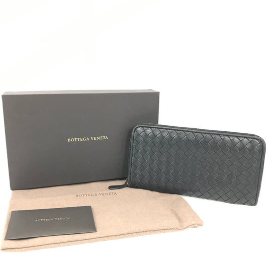【中古品】【メンズ】 BOTTEGAVENETA ボッテガヴェネタ イントレチャート ラウンドファスナー 長財布 200-251018-na-08-tag カラー：ブラック 万代Net店