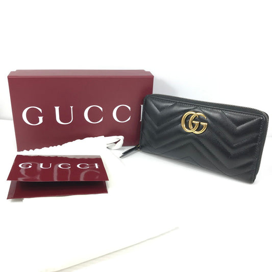 【中古品】【レディース】 GUCCI グッチ GGマーモント ジップアラウンドウォレット 443123 長財布 181-251018-na-07-tag カラー：ブラック 万代Net店
