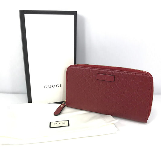 【中古品】【レディース】 GUCCI グッチ マイクログッチシマ ラウンドファスナー ロングウォレット 449391 長財布 181-251018-na-06-tag カラー：レッド 万代Net店