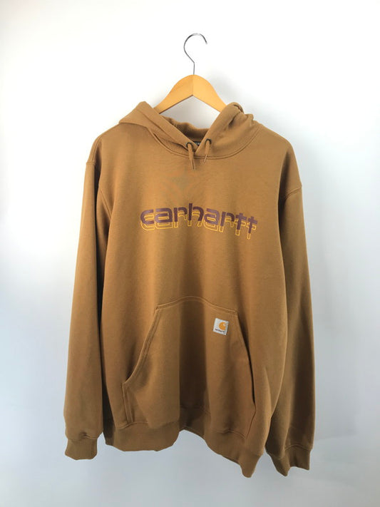 【中古品】【メンズ】 Carhartt カーハート LOGO PRINT HOODIE 105679BRN ロゴ プリント フーディー プルオーバーパーカー トップス 150-251021-yy-01-tag サイズ：L カラー：ブラウン 万代Net店