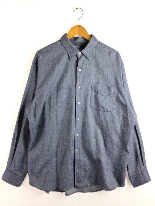 【中古品】【メンズ】 90'S MARLOWE HERRINGBONE L/S SHIRT 90年代 ヘリンボーン シャツ 長袖シャツ 146-251023-na-13-tag サイズ：XL カラー：ネイビー系 万代Net店