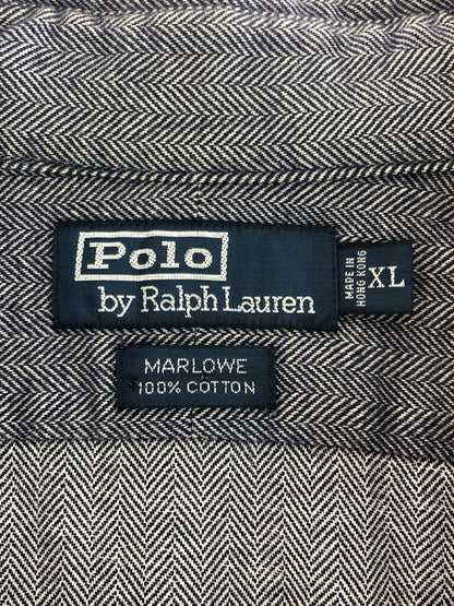 【中古品】【メンズ】 90'S MARLOWE HERRINGBONE L/S SHIRT 90年代 ヘリンボーン シャツ 長袖シャツ 146-251023-na-13-tag サイズ：XL カラー：ネイビー系 万代Net店