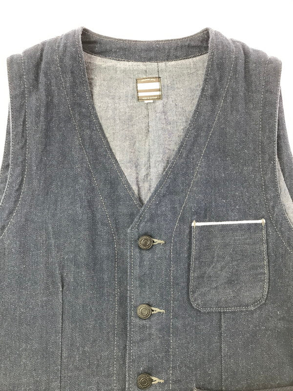 【中古品】【メンズ】 MOMOTARO JEANS 桃太郎ジーンズ DENIM WORK VEST デニム ワークベスト 145-260523-na-03-tagh サイズ：38 カラー：インディゴ 万代Net店