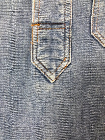 【中古品】【メンズ】 USED ユーズド PULLOVER DENIM SHIRT プルオーバー デニム シャツ 長袖シャツ トップス 146-260514-rt-11-tagh サイズ：不明 下記参照 カラー：インディゴ 万代Net店