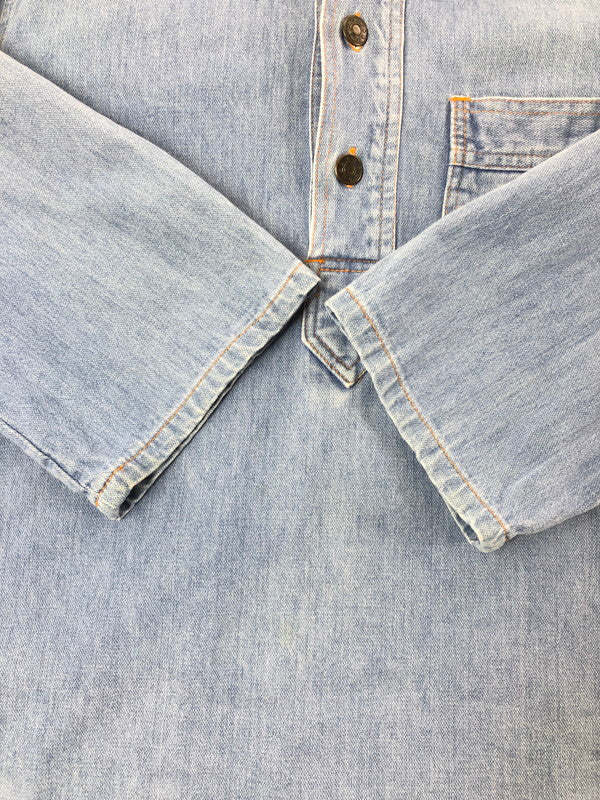 【中古品】【メンズ】 USED ユーズド PULLOVER DENIM SHIRT プルオーバー デニム シャツ 長袖シャツ トップス 146-260514-rt-11-tagh サイズ：不明 下記参照 カラー：インディゴ 万代Net店