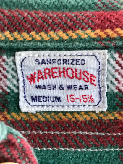 【現状渡し品】【メンズ】 WAREHOUSE ウエアハウス GUSSETED HEAVY FLANNEL SHIRT マチ付き ヘビーフランネルシャツ 長袖シャツ トップス 145-251214-rt-02-tag サイズ：15-15 1/2 カラー：グリーン 万代Net店