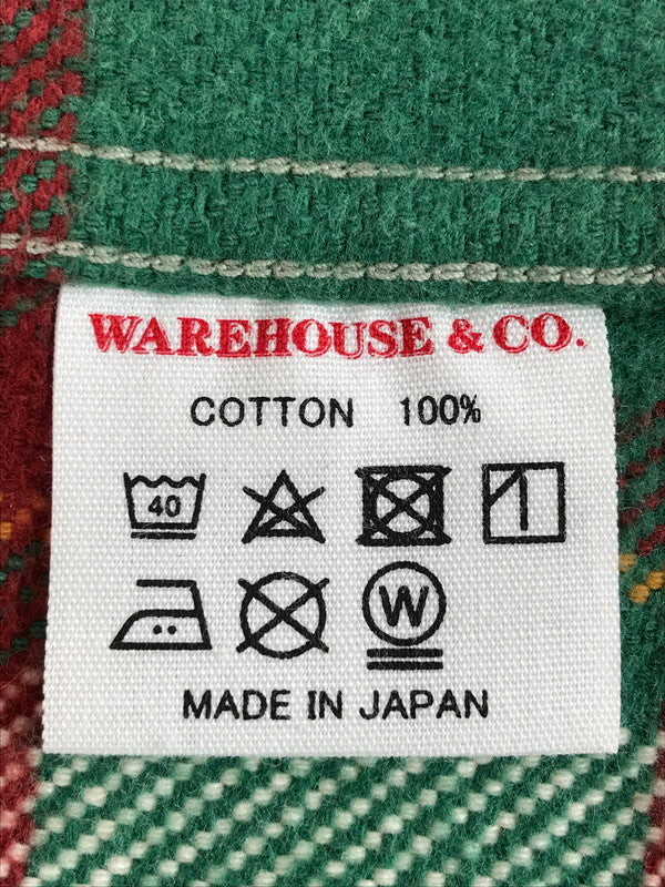 【現状渡し品】【メンズ】 WAREHOUSE ウエアハウス GUSSETED HEAVY FLANNEL SHIRT マチ付き ヘビーフランネルシャツ 長袖シャツ トップス 145-251214-rt-02-tag サイズ：15-15 1/2 カラー：グリーン 万代Net店