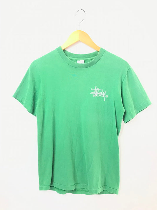 【現状渡し品】【メンズ】 STUSSY ステューシー 00'S PRINT Tシャツ 00年代 ショーンロゴ バックプリント Tシャツ 半袖Tシャツ USA製 銀タグ 142-260518-na-11-tagh サイズ：S カラー：グリーン 万代Net店