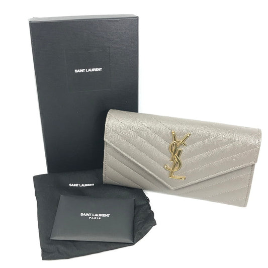 【中古品】【レディース】 SAINT LAURENT サンローラン カサンドラ マトラッセ ラージ フラップ ウォレット 372264 BOW01 長財布 181-251105-na-05-tag カラー：グレー系 万代Net店