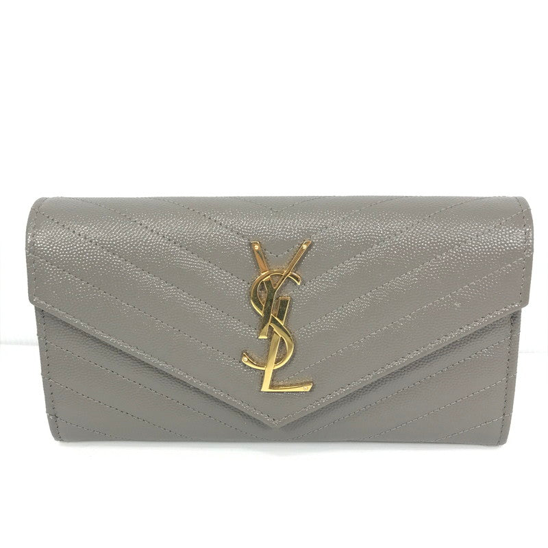 【中古品】【レディース】 SAINT LAURENT サンローラン カサンドラ マトラッセ ラージ フラップ ウォレット 372264 BOW01 長財布 181-251105-na-05-tag カラー：グレー系 万代Net店